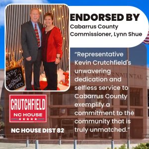 Kevin Crutchfield for NC House endorsed by Cabarrus County, NC Commissioner Lynn Shue