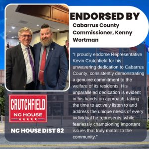 Kevin Crutchfield for NC House endorsed by Cabarrus County, NC Commissioner Kenny Wortman