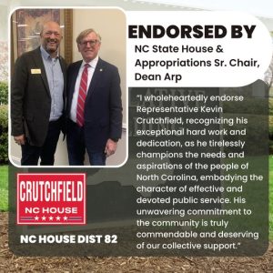 Kevin Crutchfield for NC House endorsed by NC Representative Dean Arp