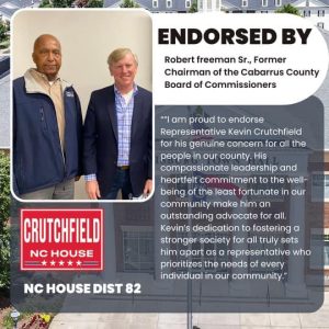 Former Chairman Cabarrus County Board of Commissioners Robert Freeman, Sr. endorses Kevin Crutchfield