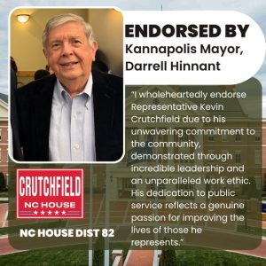 Kevin Crutchfield for NC House endorsed by Kannapolis Mayor Darrell Hinnant